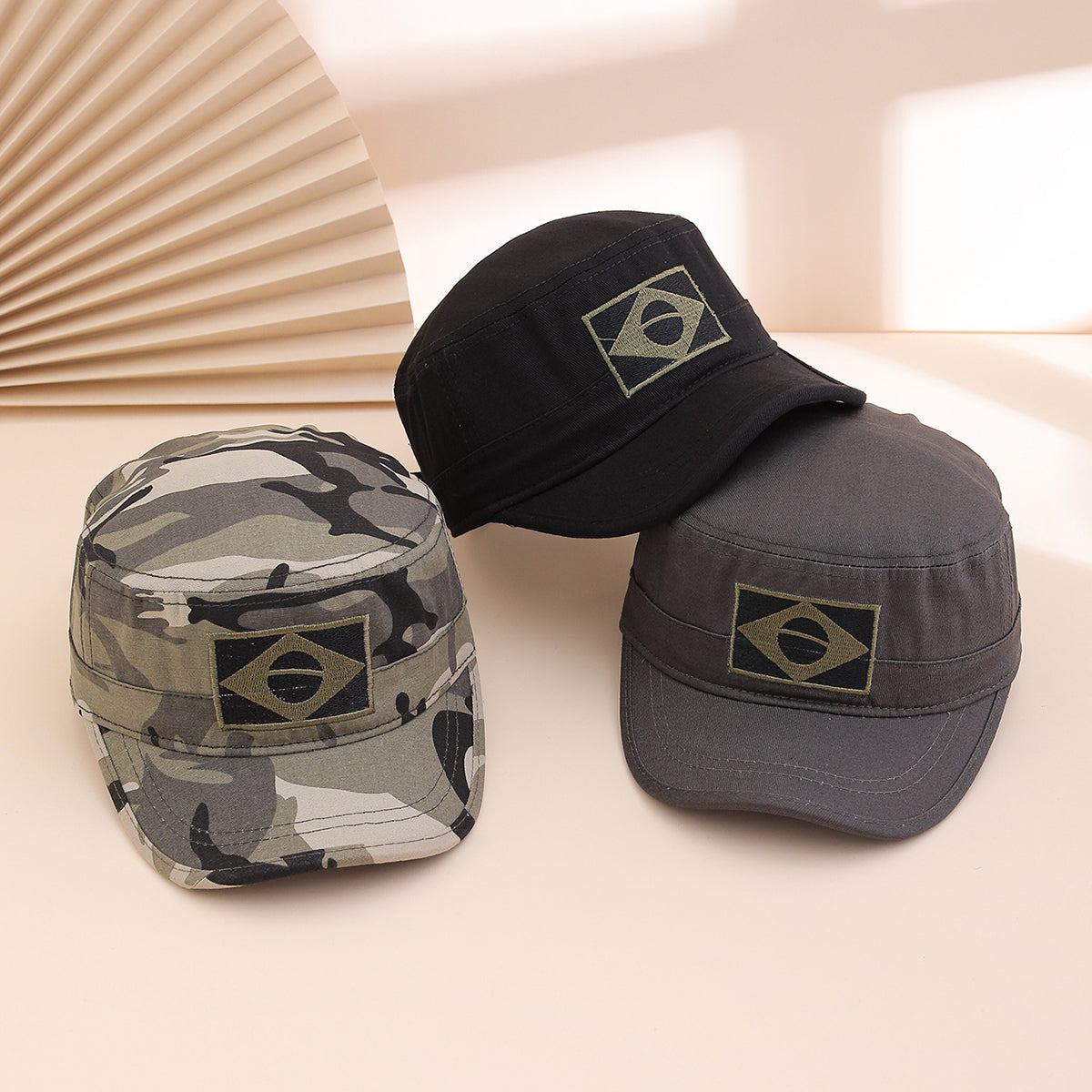 Casquette de baseball à sommet plat avec drapeau brésilien brodé