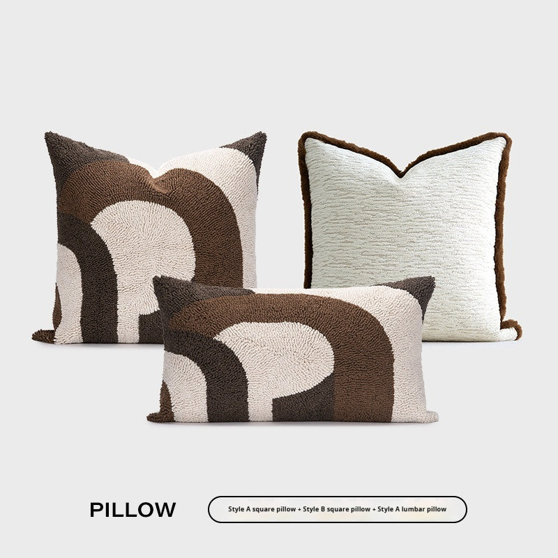 Oreiller retro beige-brun avec Coussin en lin de coton