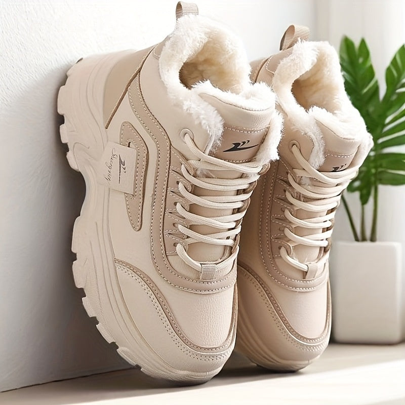 Chaussures de coton chaud casual sport haut de gamme, doublées de polaires femmes