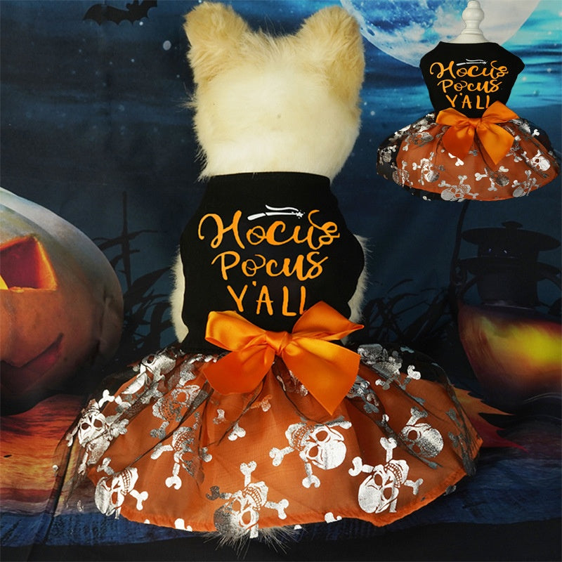 Vêtements pour animaux de compagnie Halloween Chien Cat Party Décoration Halloween Crâne Costume noir