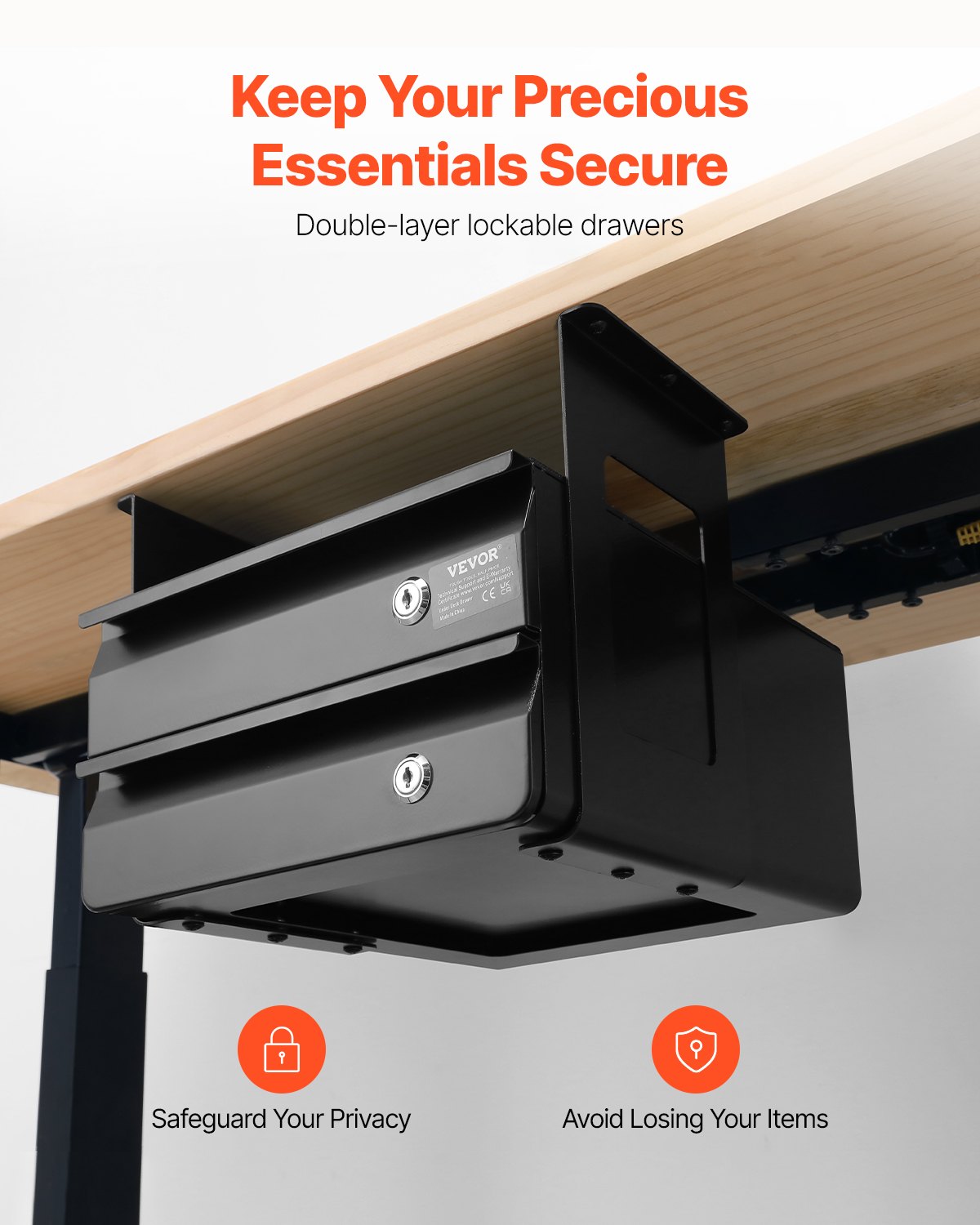 VEVOR 13" Grand tiroir sous bureau coulissant