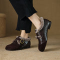 Chaussures en cuir plat vintage pour femmes