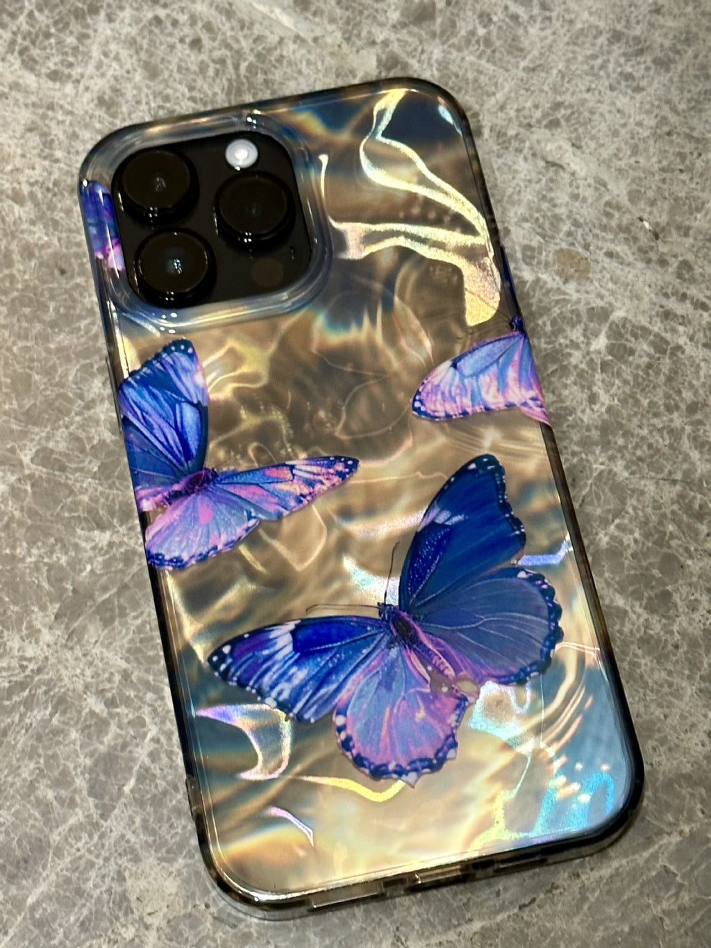 Cas de téléphone à papillon laser à rainure d'eau