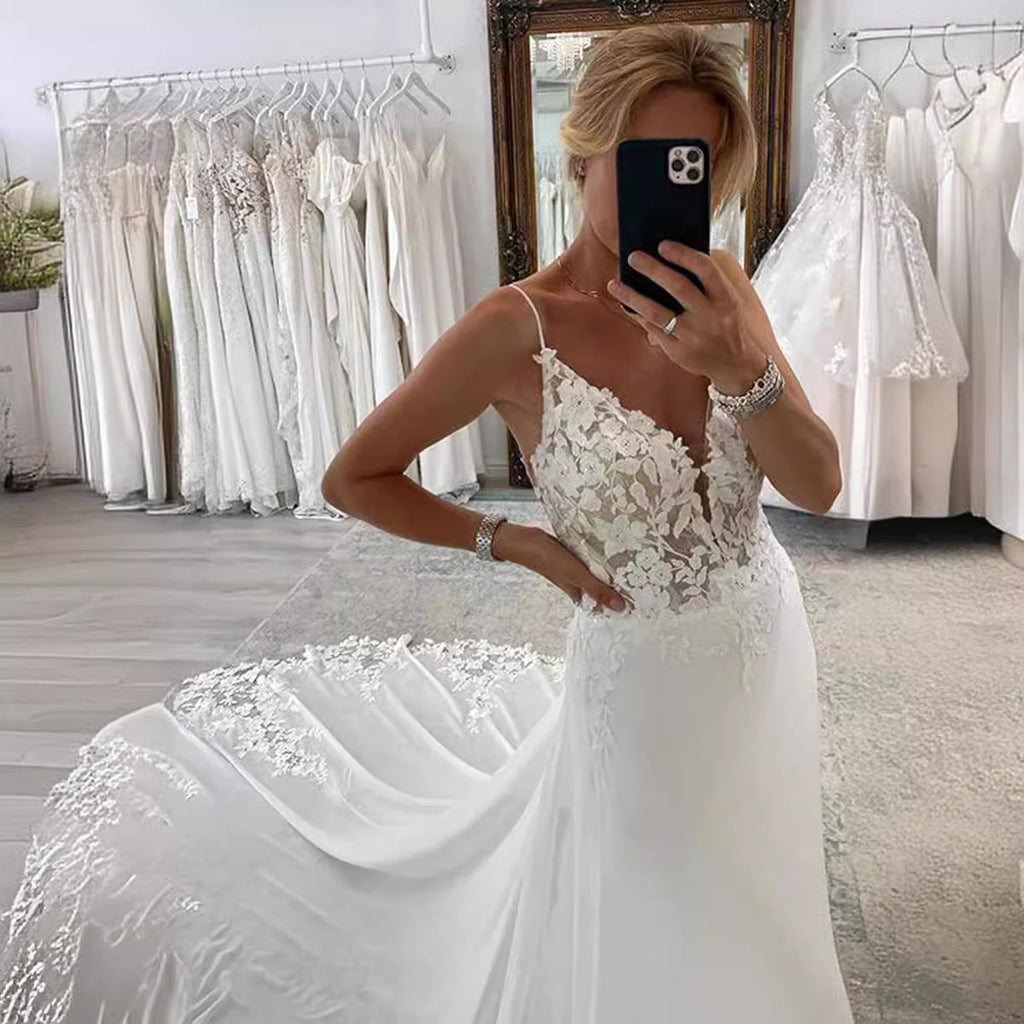 Mermaid Wedding Dress Slim Satin Lace Wedding Dress