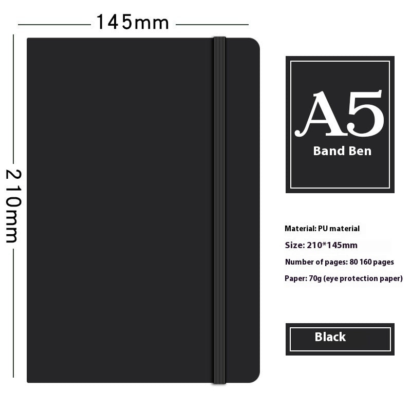 A5 Strap Notebook Pen Insertion Leather Surface