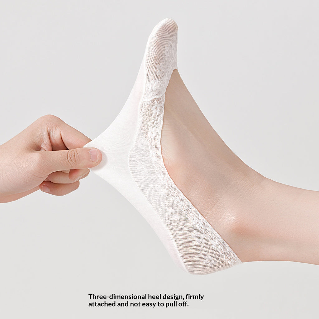 Femmes Dentelle Chaussettes invisibles Fine respirable avec tige de dentelle pour prévenir le glissement