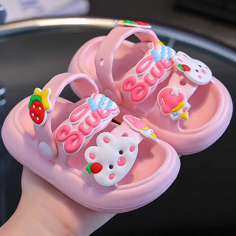 L'été des filles intérieur doux fond anti-dérapant lapin Pantoufles