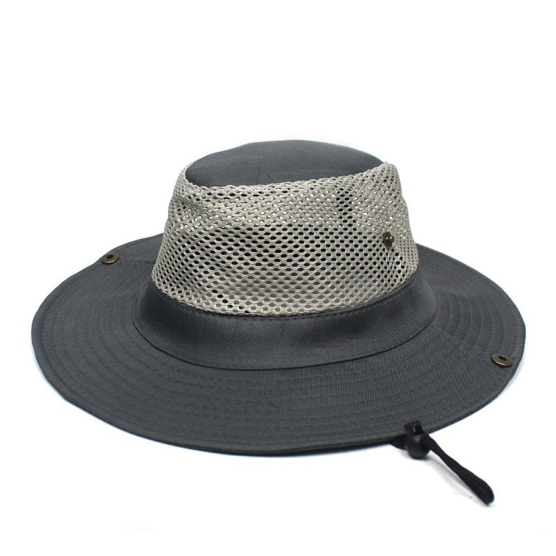 Patchwork Mesh Breathable Bucket Hat Pêche Cyclisme Windproof Protection solaire pliable