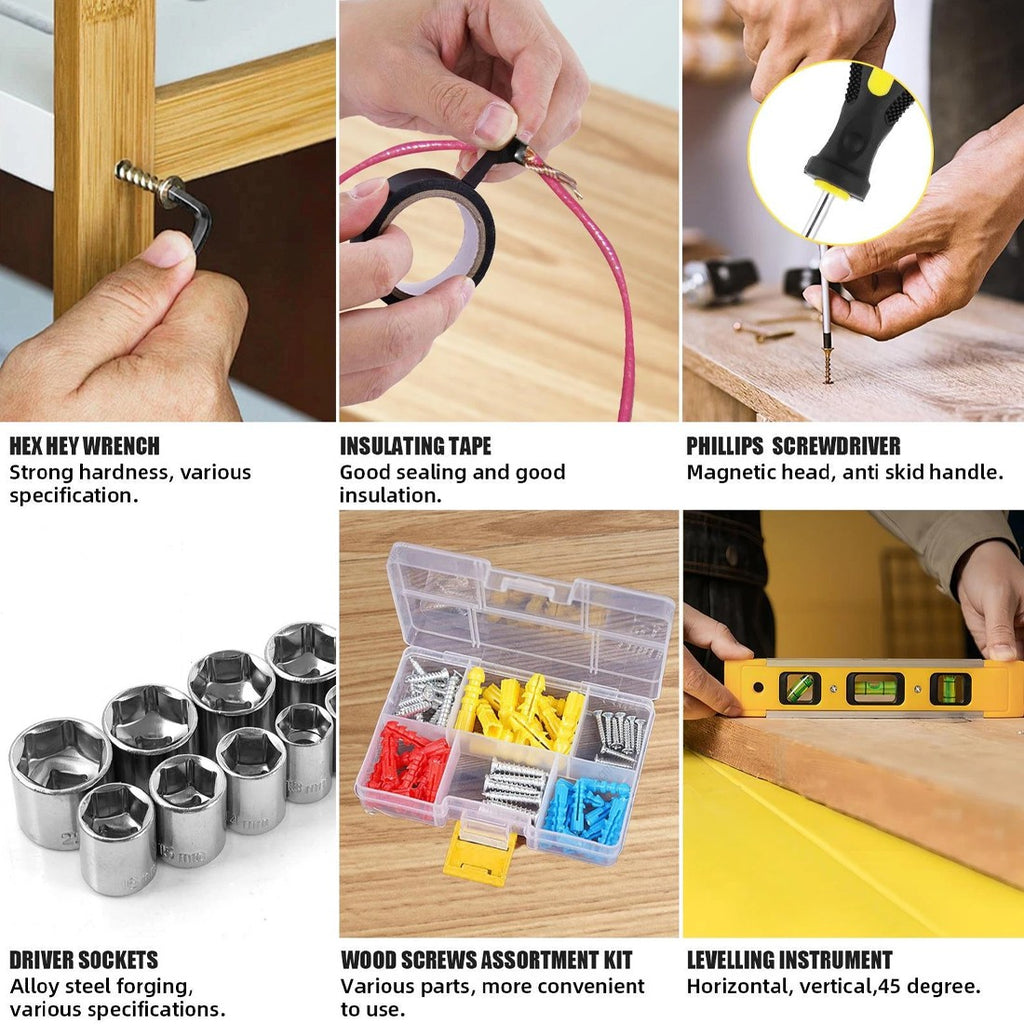 Kit d'outils à main Ensemble de matériel de réparation de voiture de ménage d'entretien quotidien 108pcs