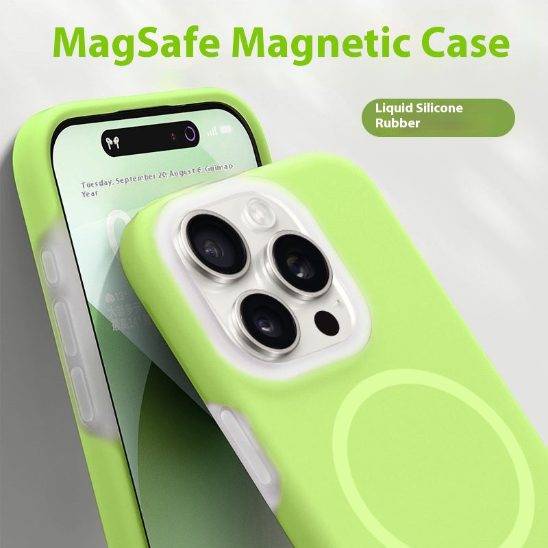 Solid Color Jelly Magnetic Silicone Cas de téléphone liquide