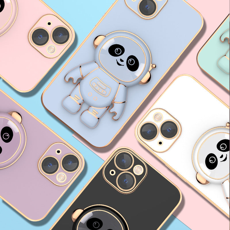 Téléphone Case Panda Lens Electroplating Film Astronaut Holder