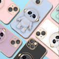 Téléphone Case Panda Lens Electroplating Film Astronaut Holder