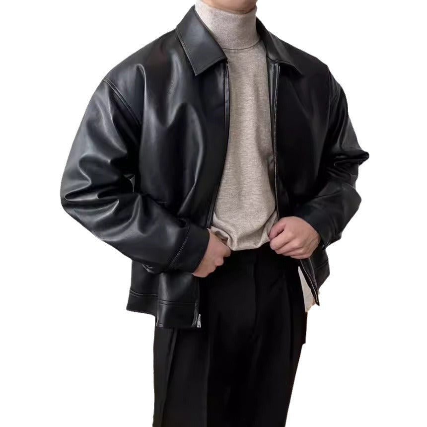 Leather Casual Baseball Uniforme Veste de Moto