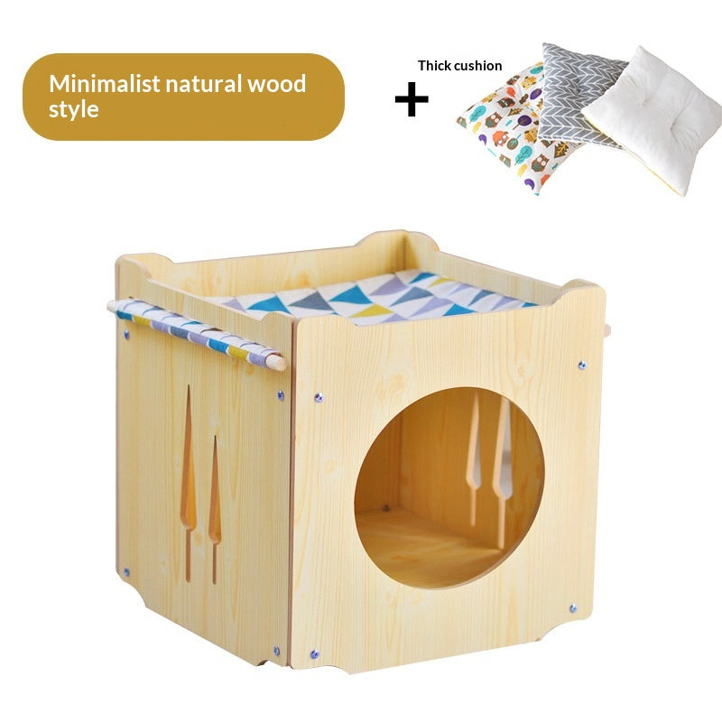 Stackable Wooden Cat Bed for Four Seasons Home Use