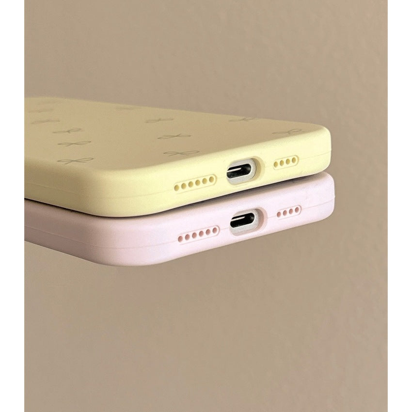 Cas de téléphone Bow liquide silicone peau se sentant résistant à la chute