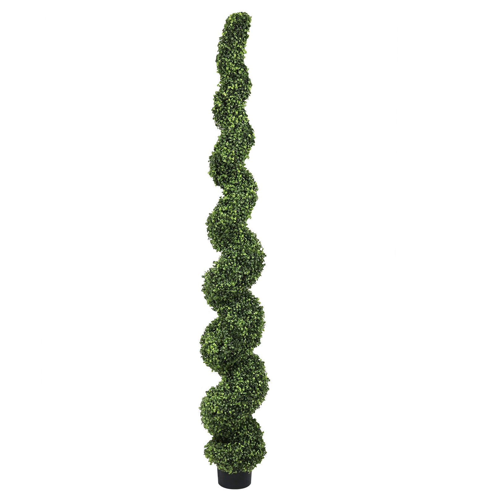 7FT Spiral Arbres topiaires artificiels à l'extérieur Faux Boxwood Plantes Grand Pot vert tordu