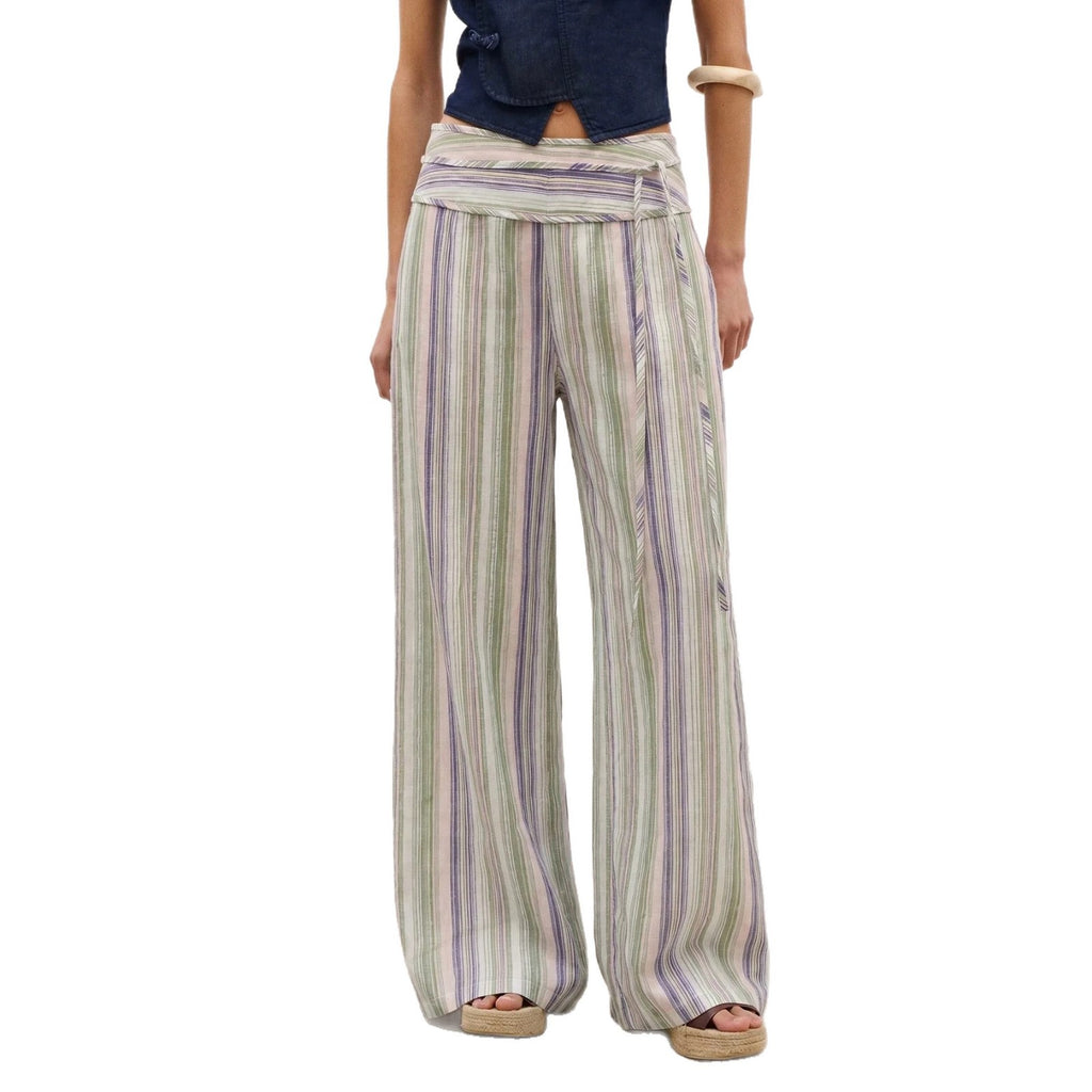 Pantalons rayés avec un ajustement doux et confortable large jambes