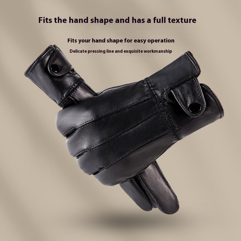 Gants en cuir véritable pour les hommes et les femmes L'automne et l'hiver revêtus de polaire