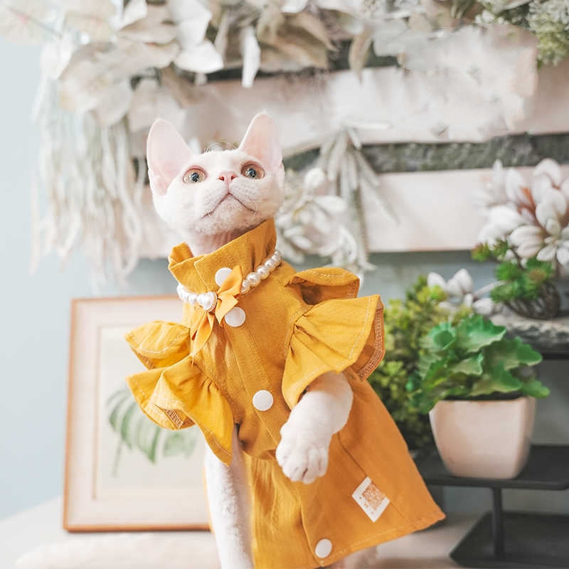 Breathable pure cotton casual dress for cats