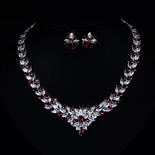 Ensemble de colliers à collier de fleurs Zircon