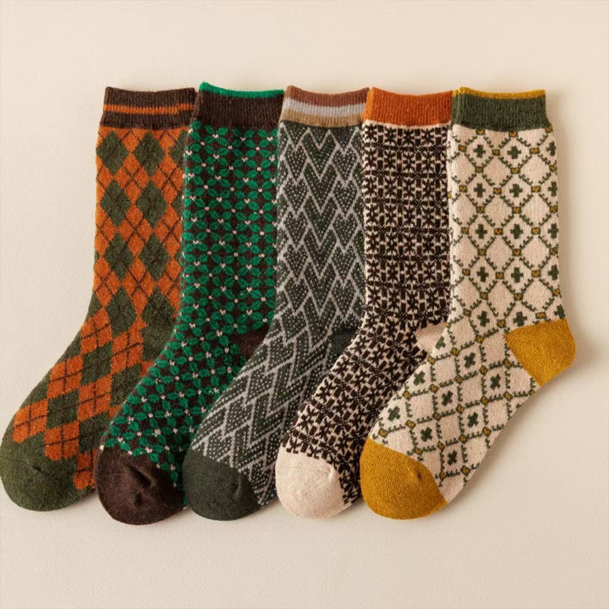 Chaussettes retro en coton pur mi-calf pour femmes Chaussettes à ipple retro à double maille Chaussettes à empilement d'automne