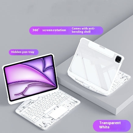 Clavier pivotant 360 case claire pour IPad Smart Trackpad Clavier compatible Bluetooth
