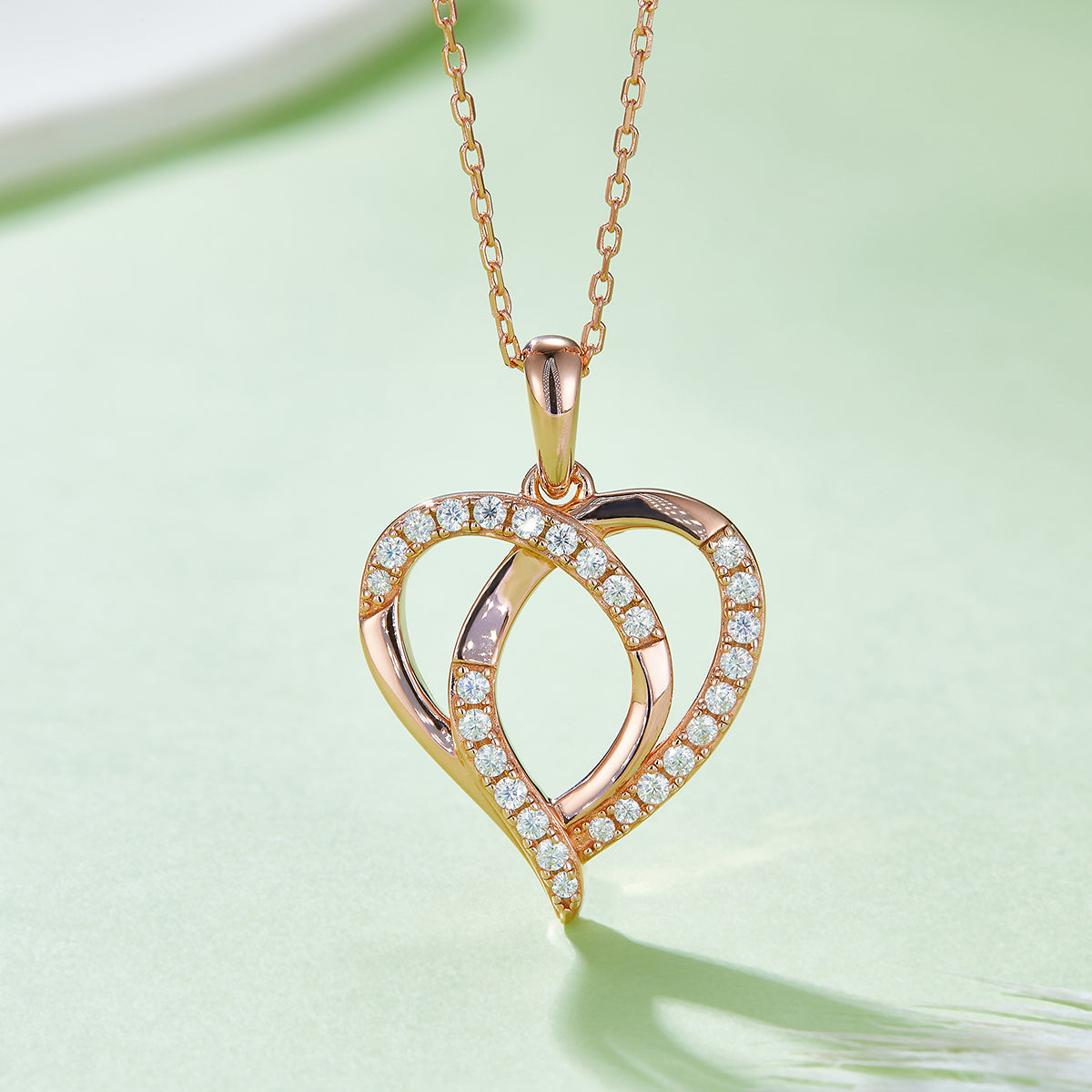 4.9g S925 Sterling Silver Moissanite Heart Necklace 45cm 27 Stone Intertwined Hearts Penda