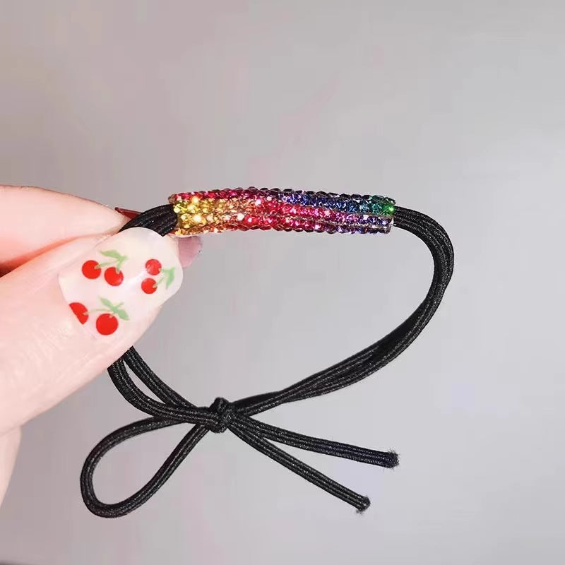 Femme Poneytail Coiffure Anneau Cristal Accessoires de cheveux demi cheveux élastique Diamond