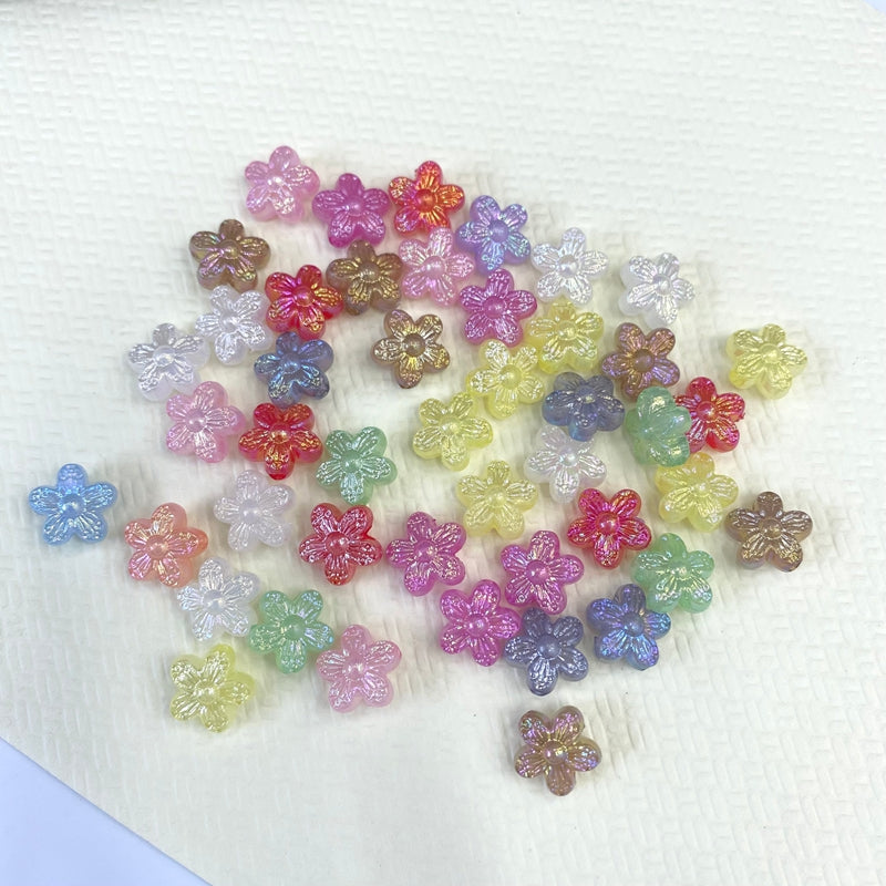 10mm couleur mixte perles de fleurs acryliques cinq-pieds