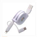 Câble de données télescopique 3-en-un Charge multi-fonctions adapté pour USB Android TYP-C