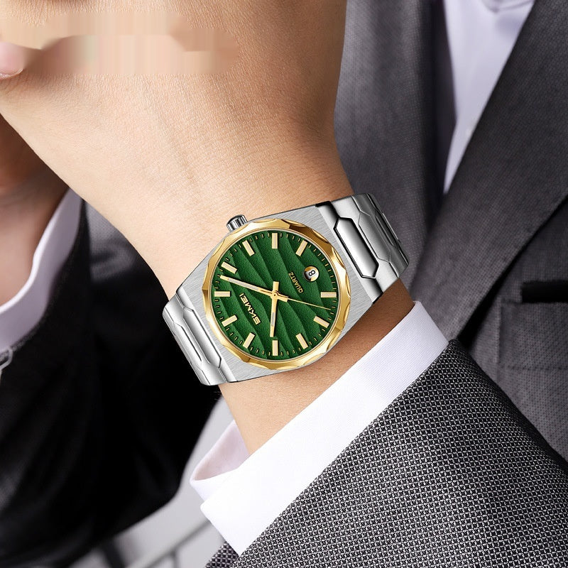 Montre homme avec une fonction de calendrier de bande en acier