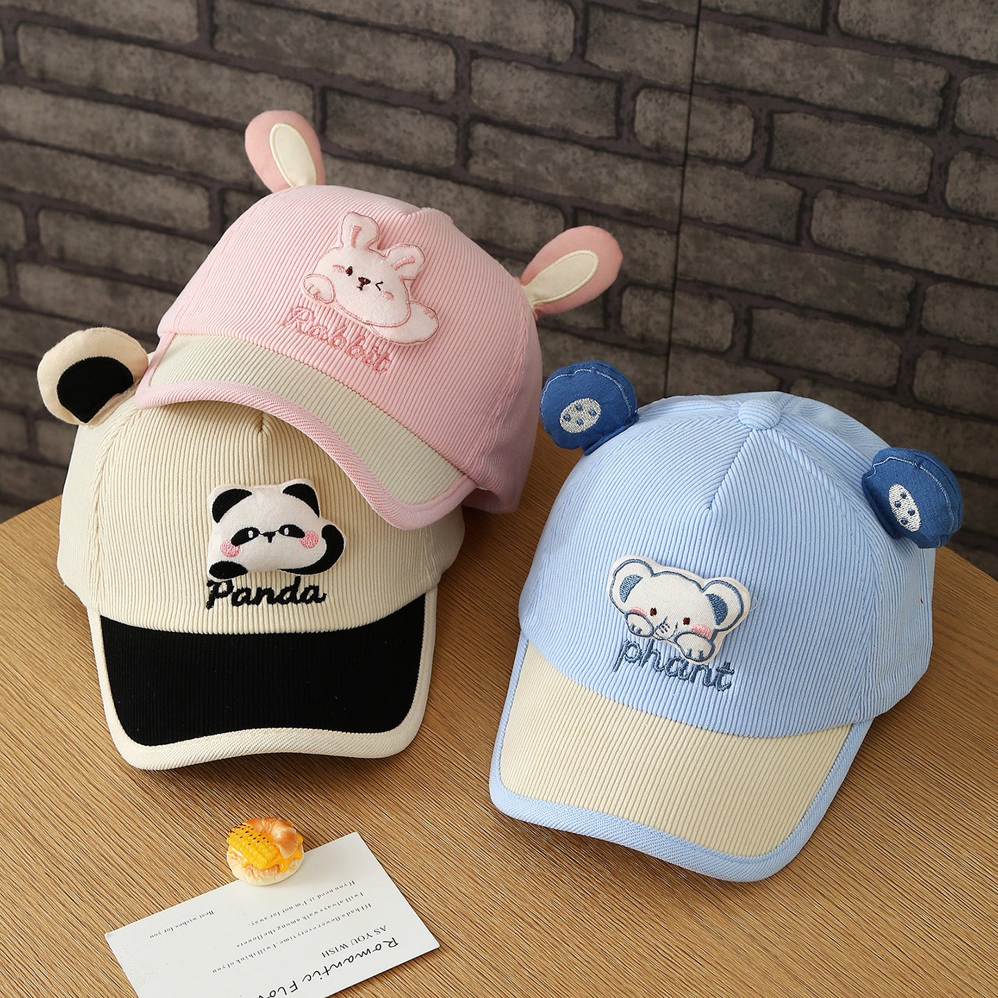 Le cap de baseball d'automne bébé enfant mignon animal en trois dimensions oreille Corduroy