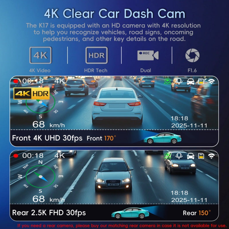 Dual-camera HD Night Vision Dash Cam