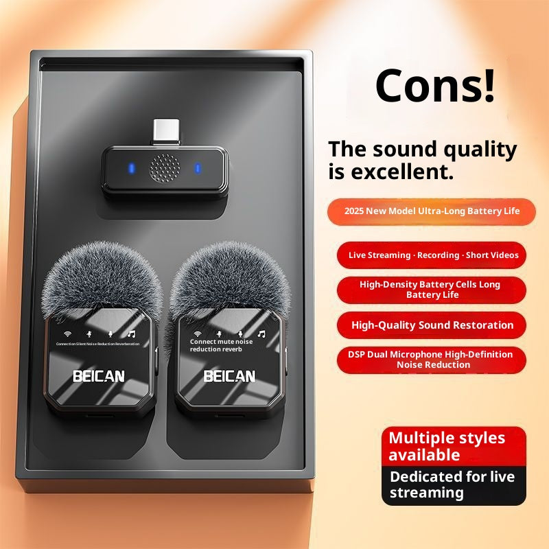 Microphone Lapel sans fil HD sans retard pour l'enregistrement vidéo en direct