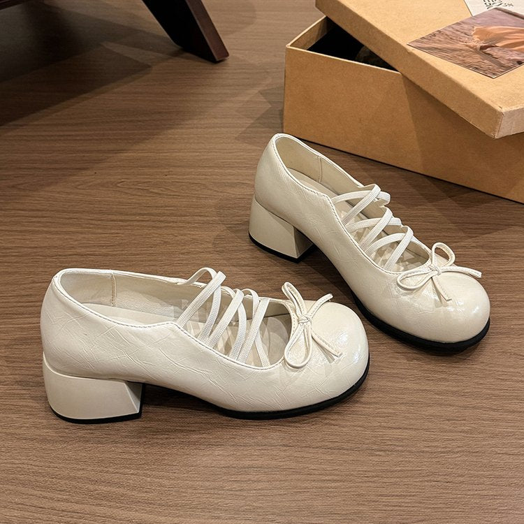 Femmes Square Toe Polka Dot Platform Mary Jane Chaussures