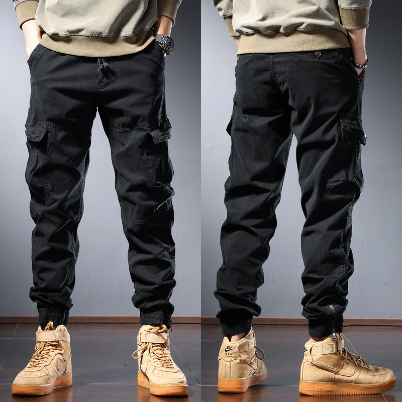 Pantalon casual en coton couleur solide pour homme