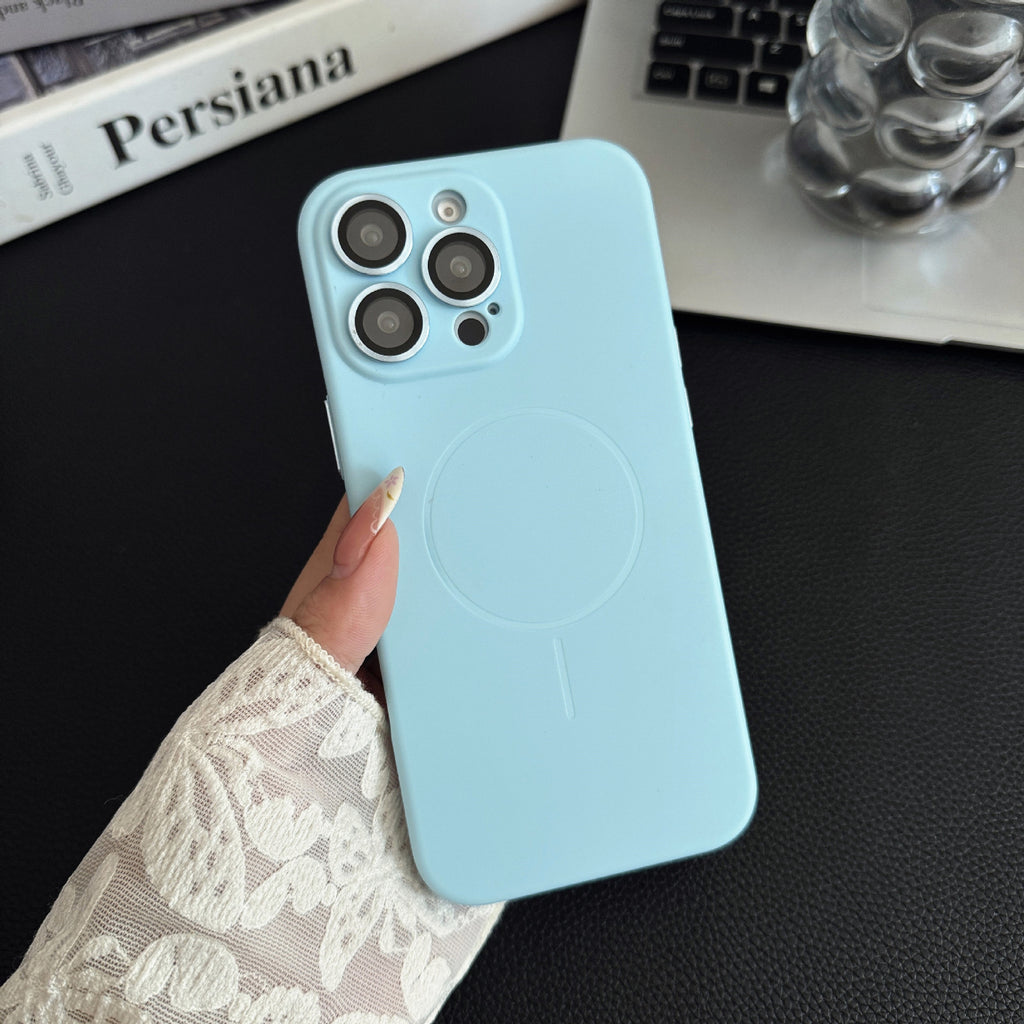 Boîtier de téléphone magnétique en silicone liquide de couleur solide
