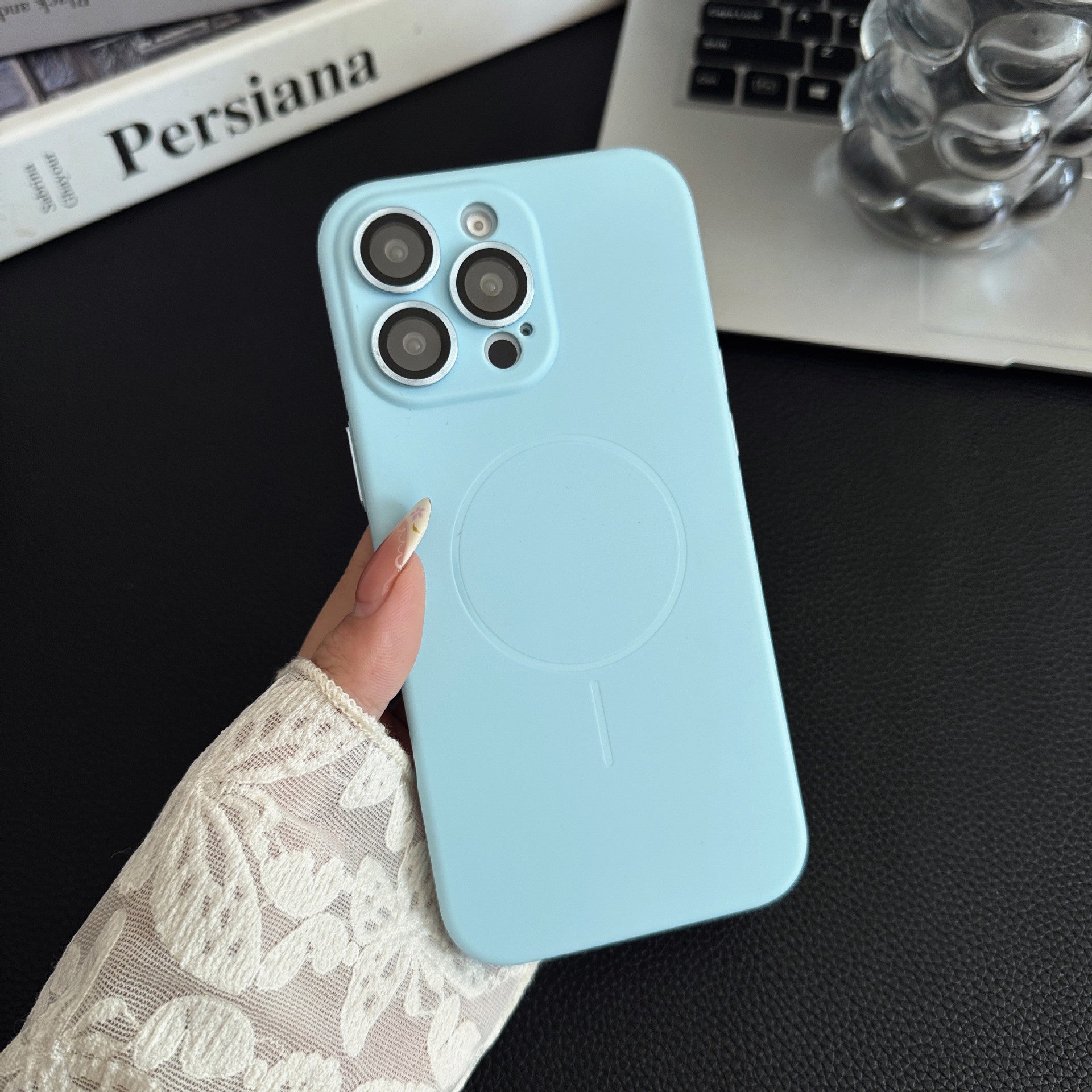 Boîtier de téléphone magnétique en silicone liquide de couleur solide
