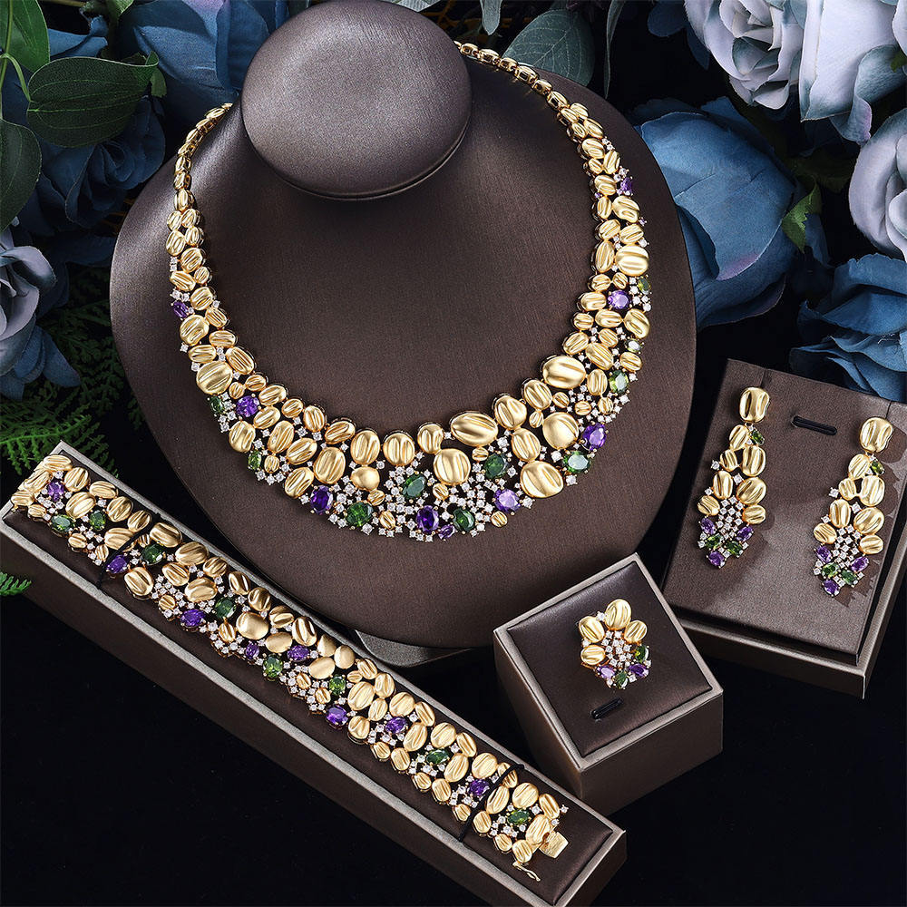 Collier exagéré et boucle d'oreille Ensemble de mariage