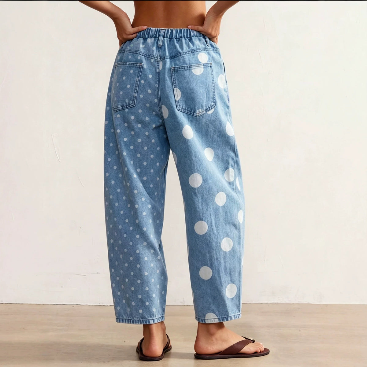 Patchwork pour femmes Polka-Dot Print Loose-Fit Jeans