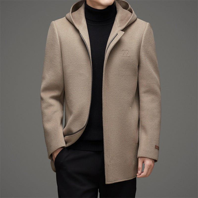 Laine réversible à capuche manteau d'hiver des hommes épaissi