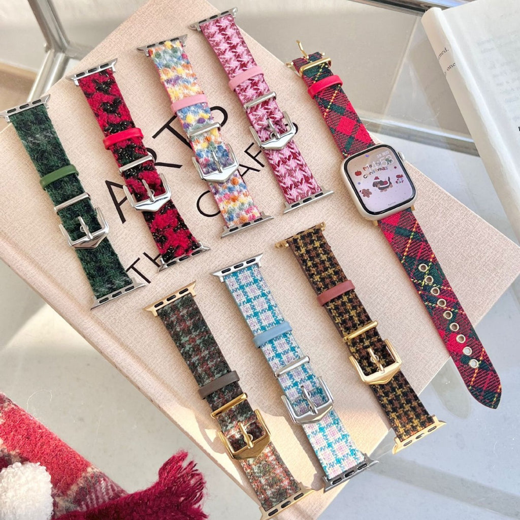 Bracelet de montre en laine et cuir pour Noël