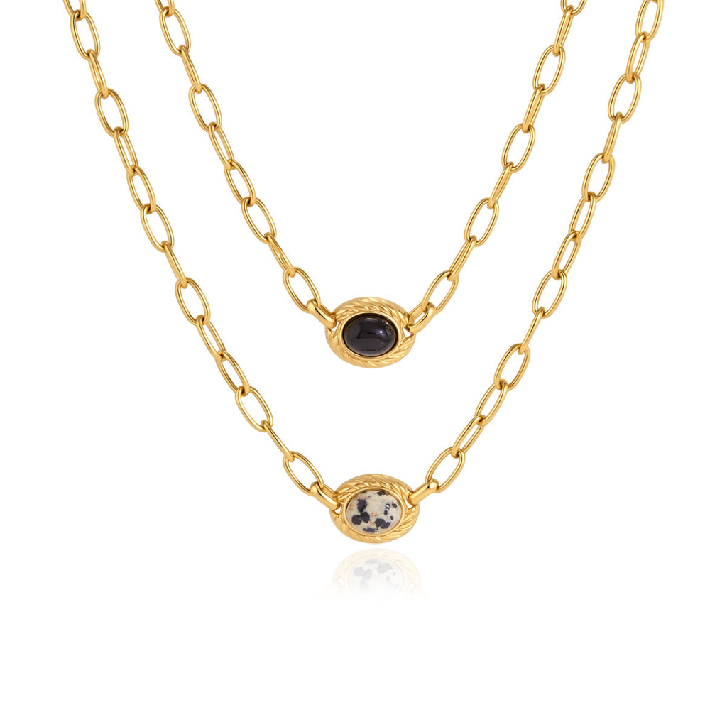 Collier en acier inoxydable en titane en pierre naturelle pour femmes