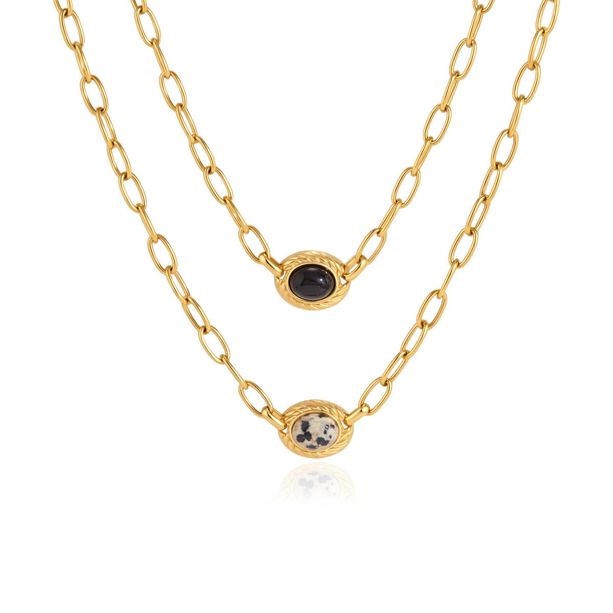 Collier en acier inoxydable en titane en pierre naturelle pour femmes