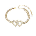 Femmes entrelacées Double coeur CZ Tennis Anklet