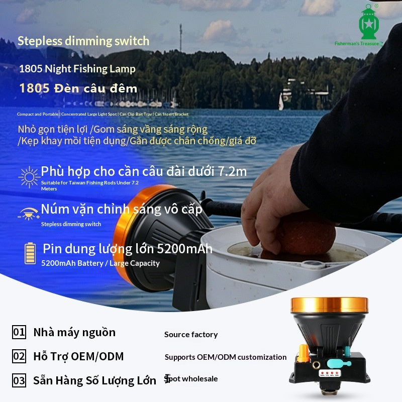 Trésor de pêche Dimmable Led Blue phare de pêche avec bac à appât de pêche de nuit