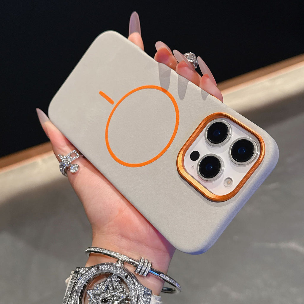 Éléphant Motif en cuir Cercle fin Aspiration magnétique Cas de téléphone