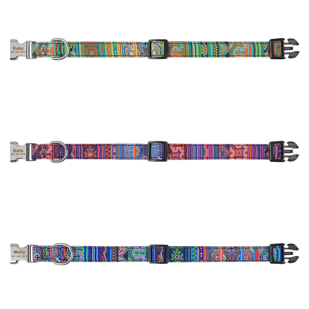 Collier de chien personnalisé en nylon réglable Free gravé Nom ID Tag