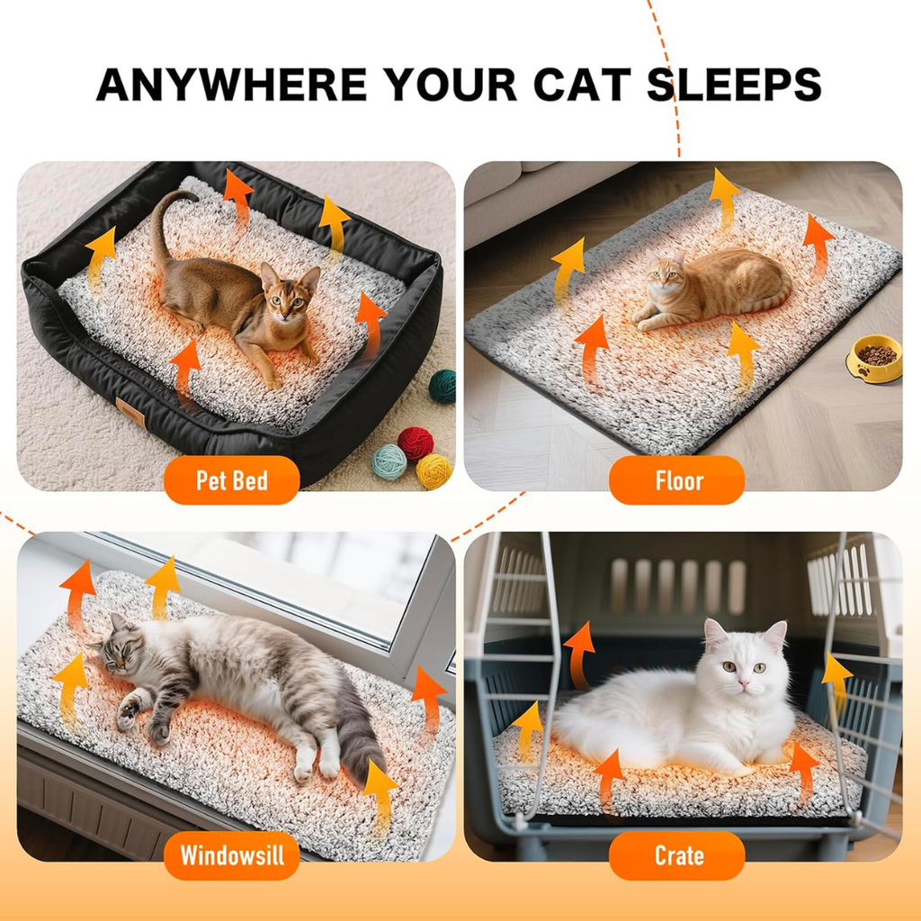 Self-heating cat mat, thermal bedding without electricity