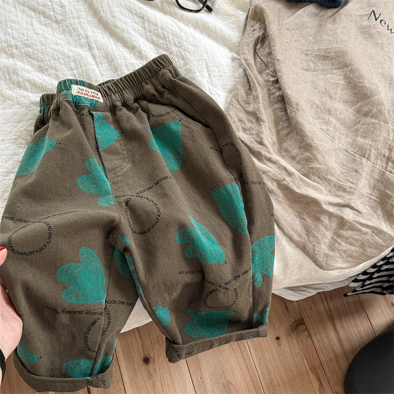 Pantalons en coton lavé pour enfants